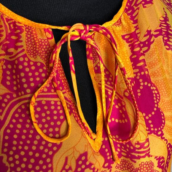 Diane von Furstenberg Emelia orange pink floral batwing silk top Medium NWOT - Picture 4 of 16